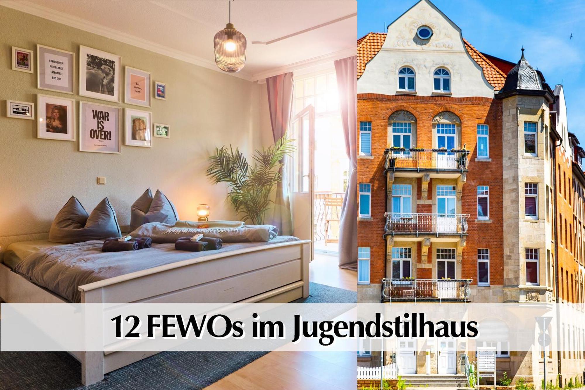 12 Fewos Im Jugendstilhaus Mit Aufzug, Terrasse, Kingsize-Bett, Smart-Tv, Etc Erfurt Luaran gambar