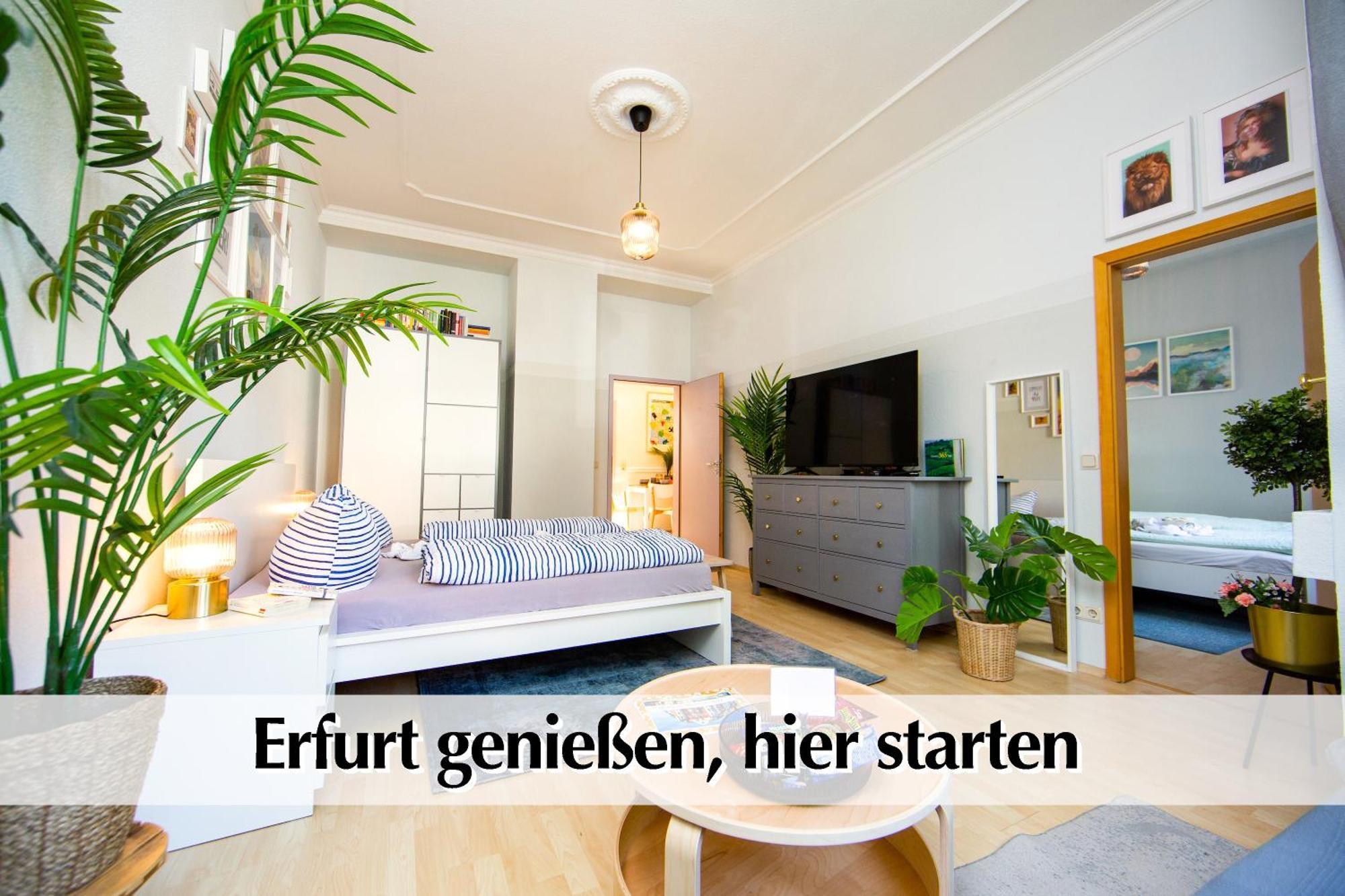 12 Fewos Im Jugendstilhaus Mit Aufzug, Terrasse, Kingsize-Bett, Smart-Tv, Etc Erfurt Bilik gambar