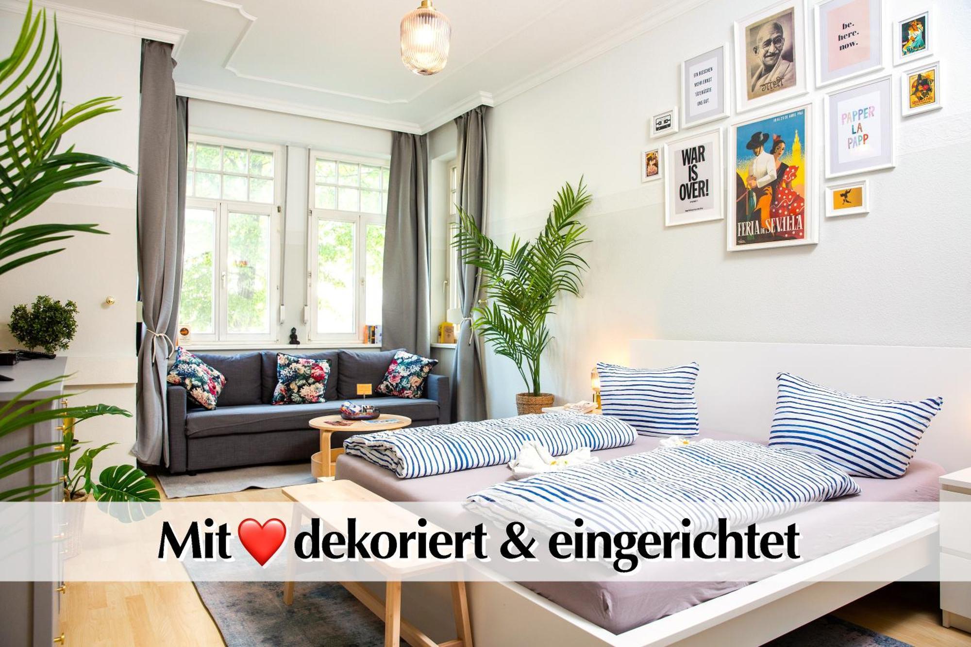 12 Fewos Im Jugendstilhaus Mit Aufzug, Terrasse, Kingsize-Bett, Smart-Tv, Etc Erfurt Bilik gambar